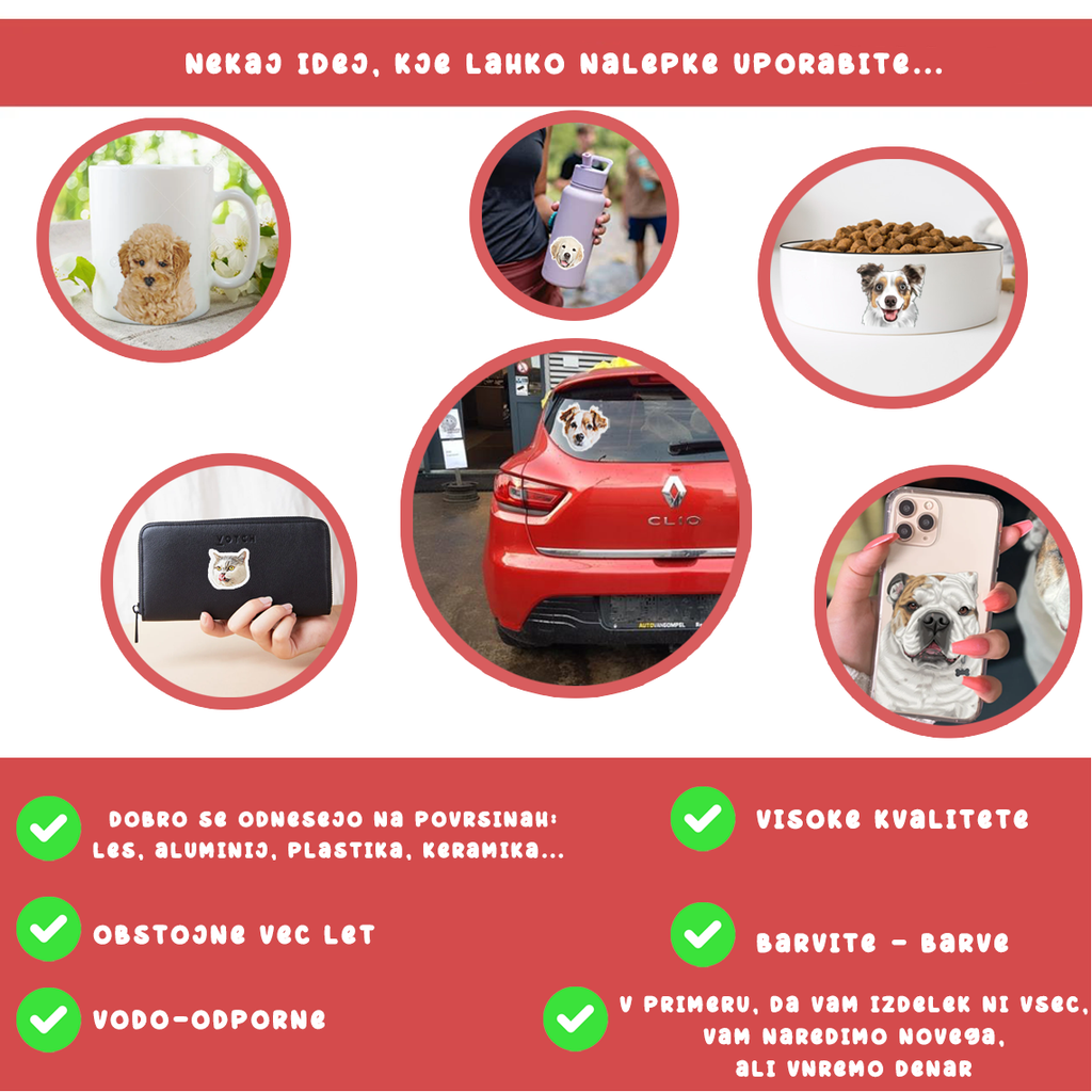 3x Personalisierter Aufkleber für Ihr Haustier